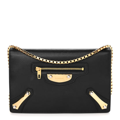Balenciaga Veau Amp Plate Gold Chain Wallet Black 1 of 14