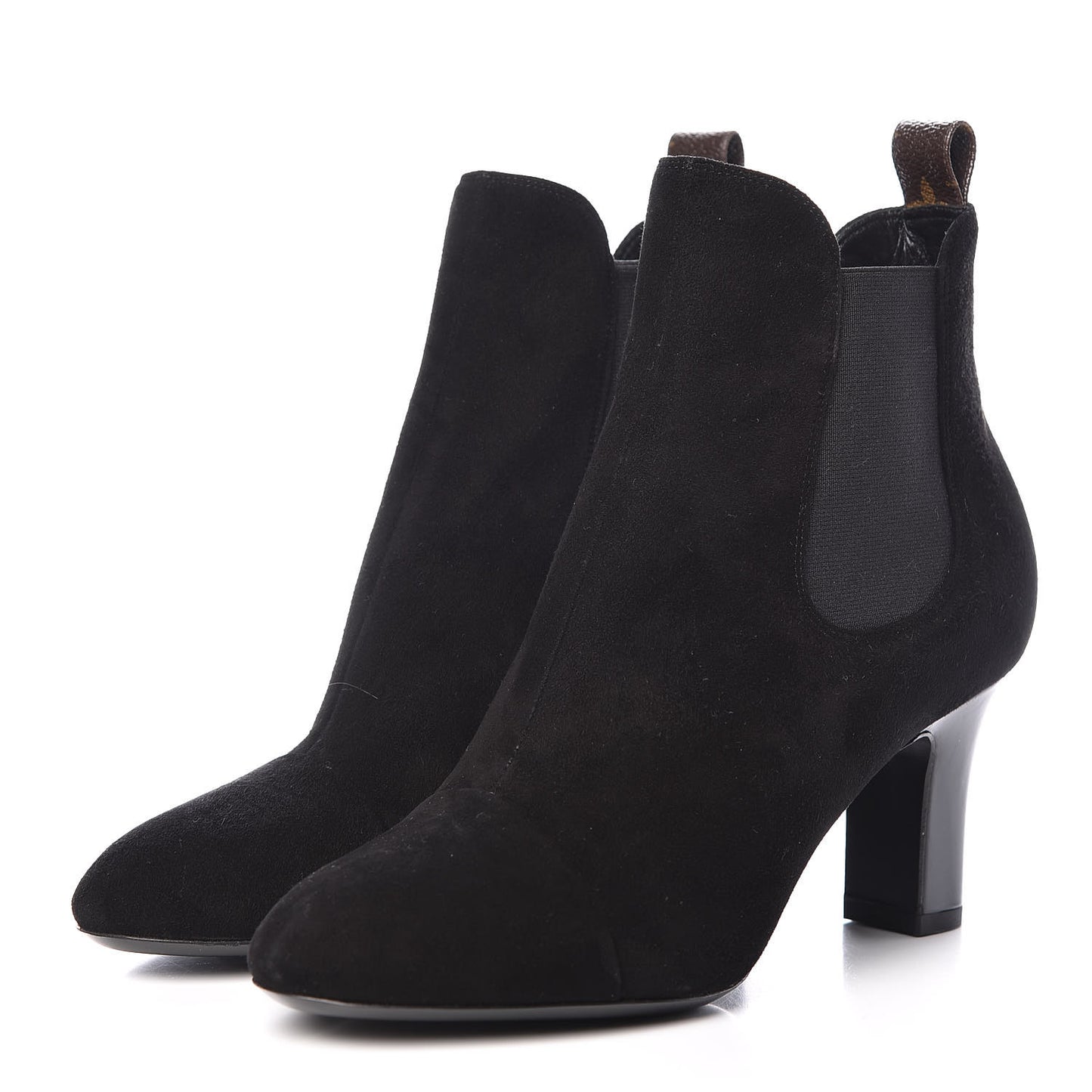 Suede Monogram Uniformes Cap Toe Chelsea 75mm Ankle Boots 38 Black