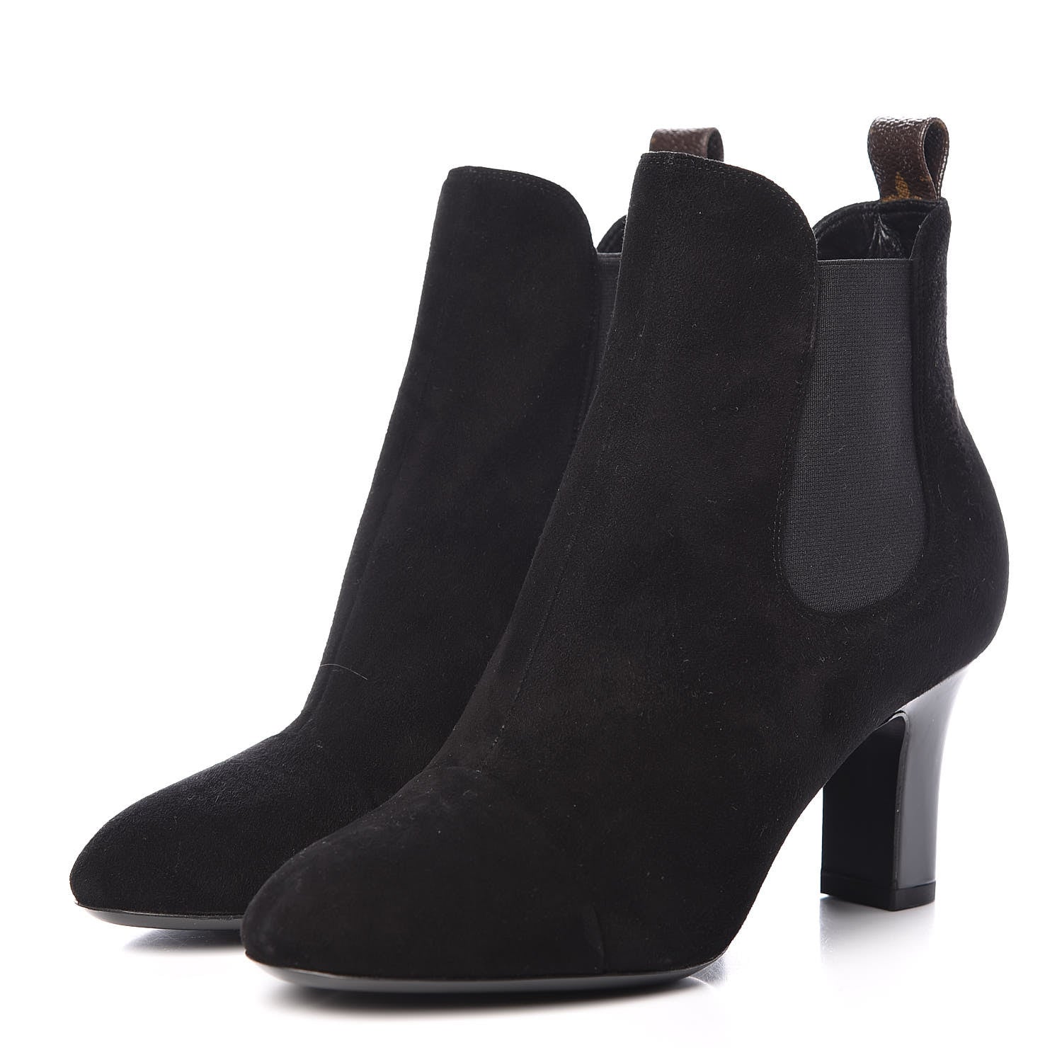 Louis Vuitton Suede Monogram Uniformes Cap Toe Chelsea 75mm Ankle Boots 38 Black 3 of 10