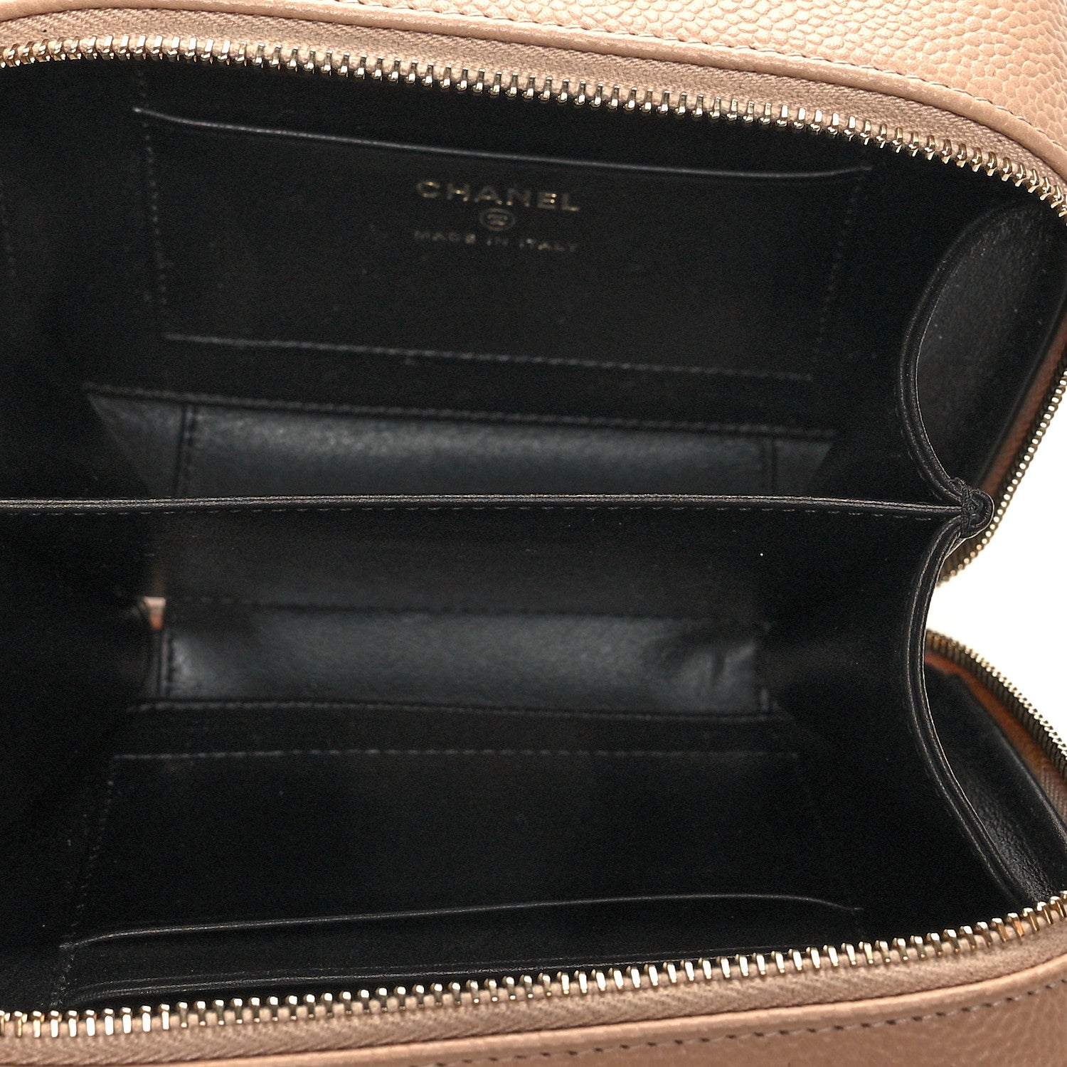 Chanel Caviar Quilted CC Filigree Vanity Clutch With Chain Beige Black 5 of 10