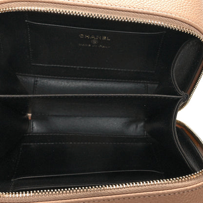 Chanel Caviar Quilted CC Filigree Vanity Clutch With Chain Beige Black 5 of 10