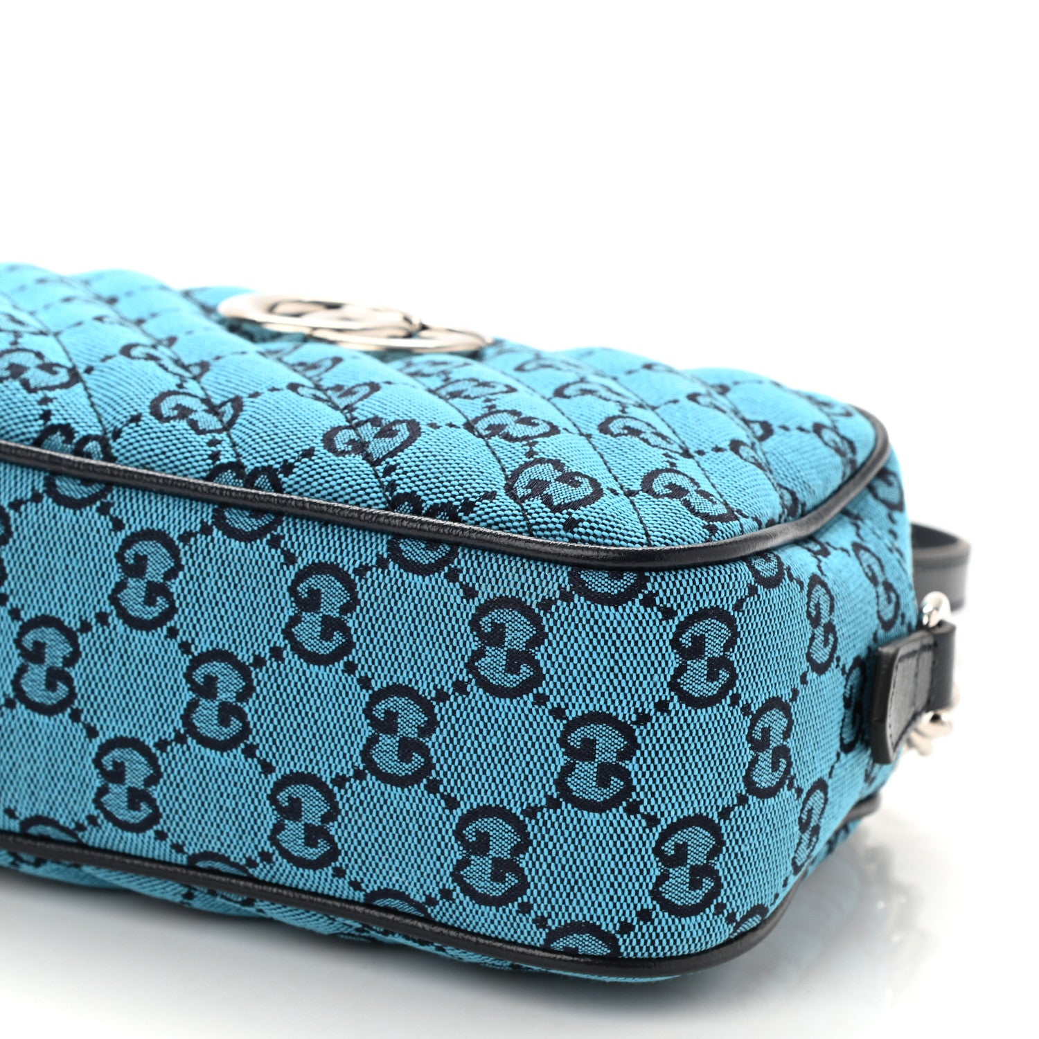 Gucci Monogram Multicolor Matelasse Diagonal Small GG Marmont Chain Shoulder Bag Light Blue 8 of 8
