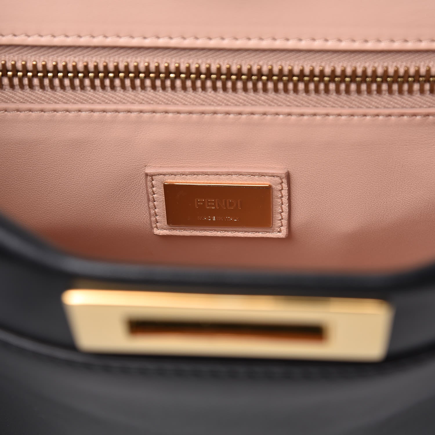 Fendi Vitello Morgan Shiny Nappa Medium Peekaboo Iconic Satchel Black 8 of 9