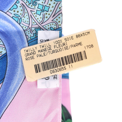 Hermes Silk Grand Manege Fleuri Twilly Rose Pale Turquoise Parme 3 of 5