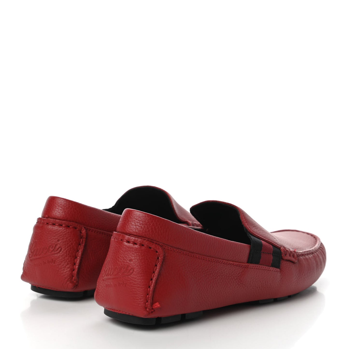 Calfskin Web Mens Driver Loafers 7 Red