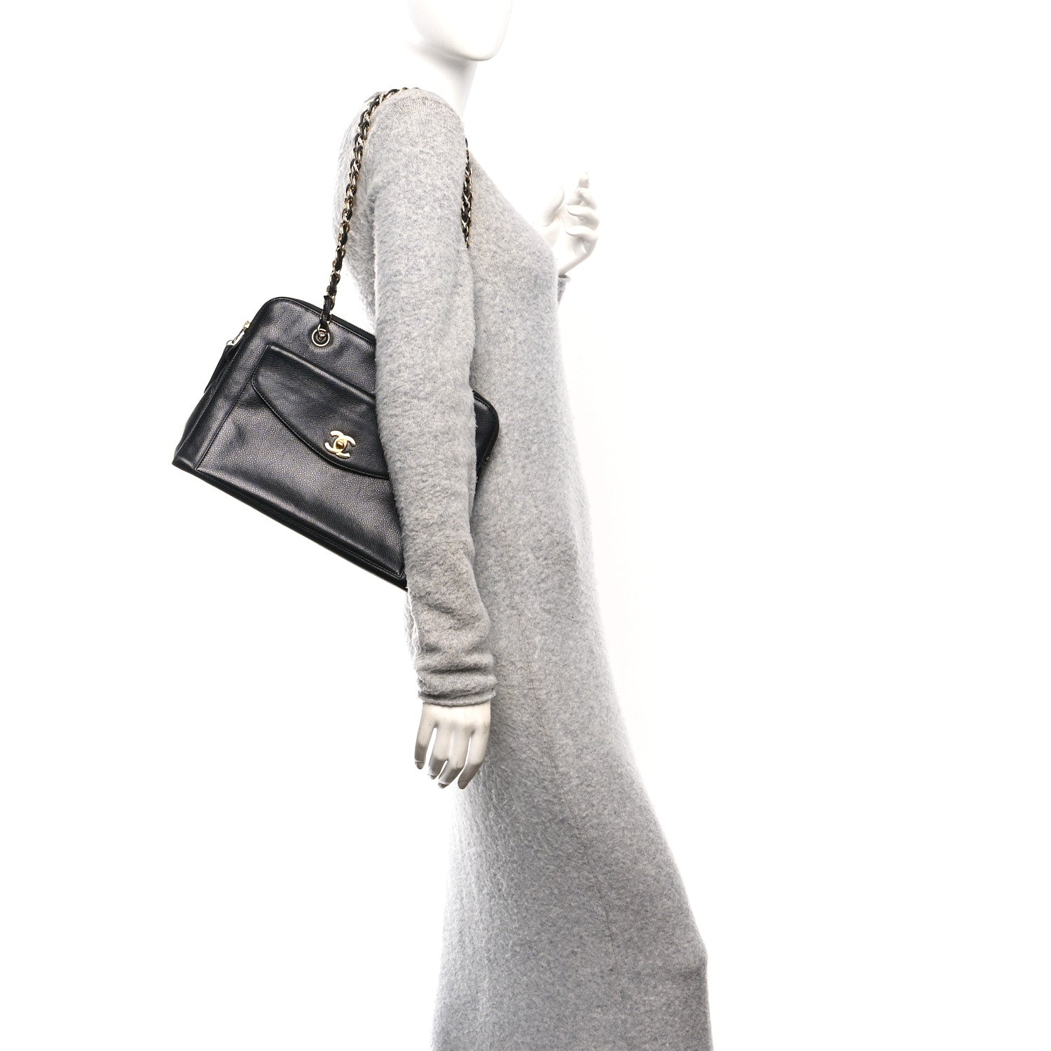 Chanel Caviar Flap Shoulder Bag Black 2 of 10