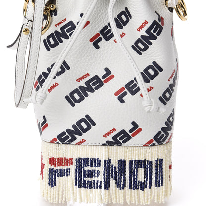 Fendi X FILA Calfskin F is Fendi Mania Fringe Mini Mon Tresor Bucket Bag White 12 of 12