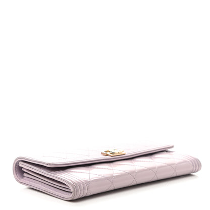 Chanel Patent Calfskin Quilted Boy Flap Wallet Light Purple 4 of 9