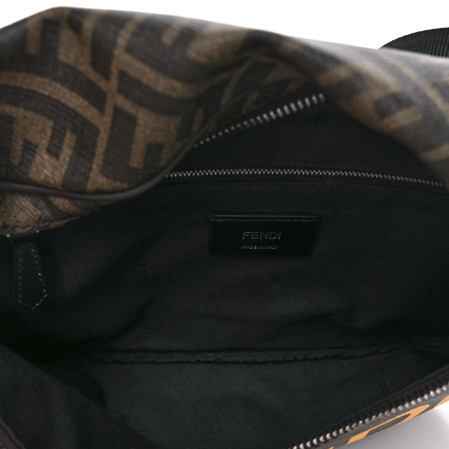 Fendi Shiny Glazed Fabric Vitello Cover FF 1974 Logo Belt Bag Tobacco Moro Giallo Ebano 5 of 10