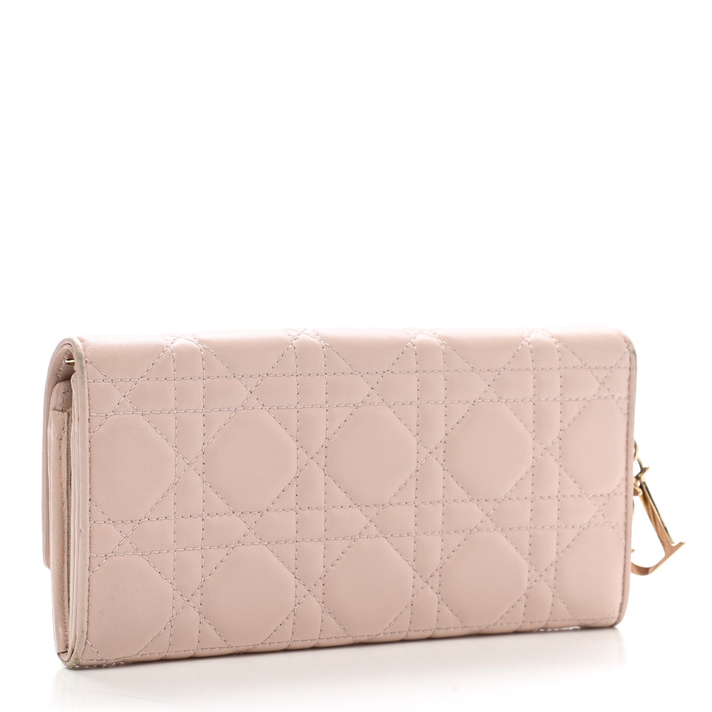 Lambskin Cannage Lady Dior Flap Wallet Light Pink