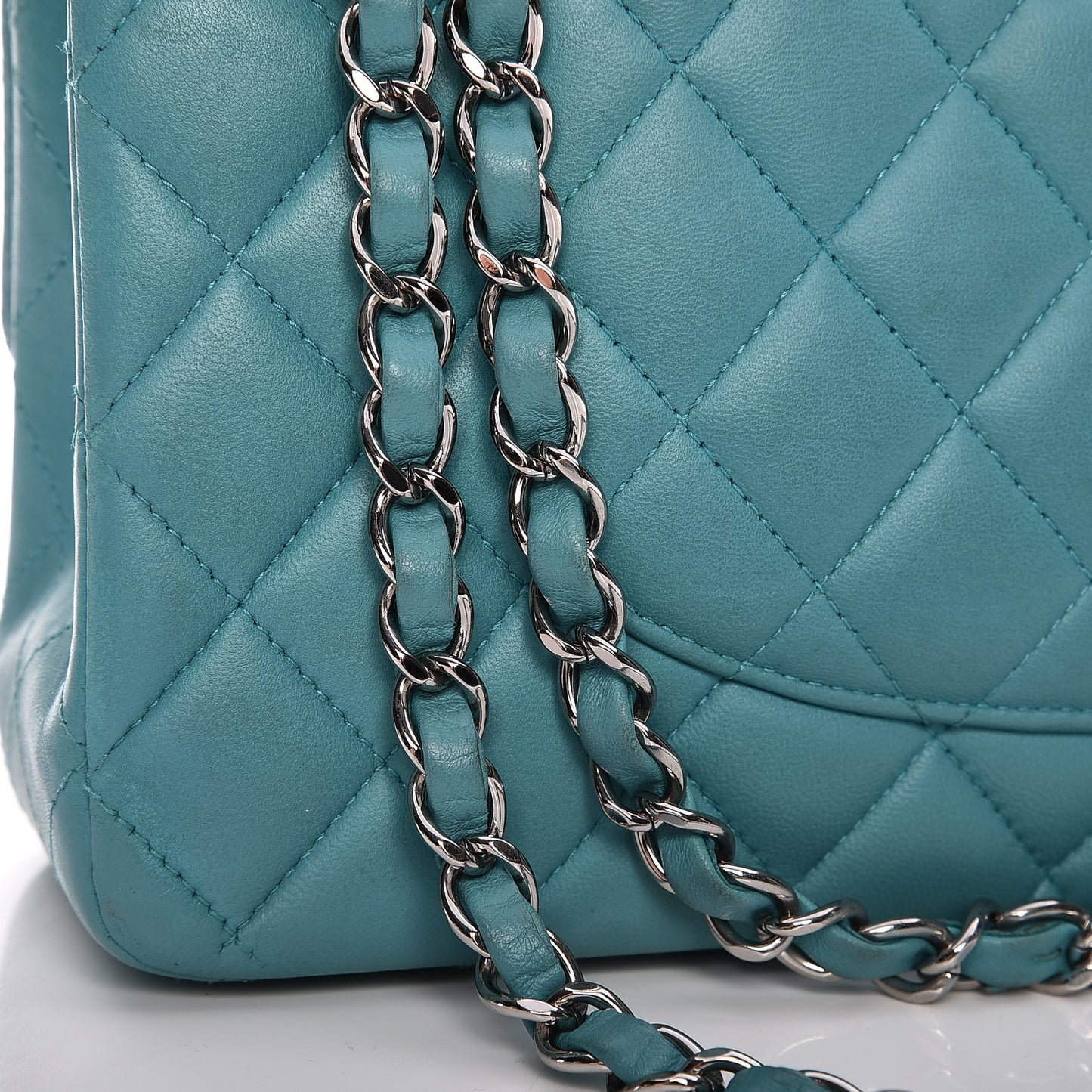 Lambskin Medium Double Flap Turquoise