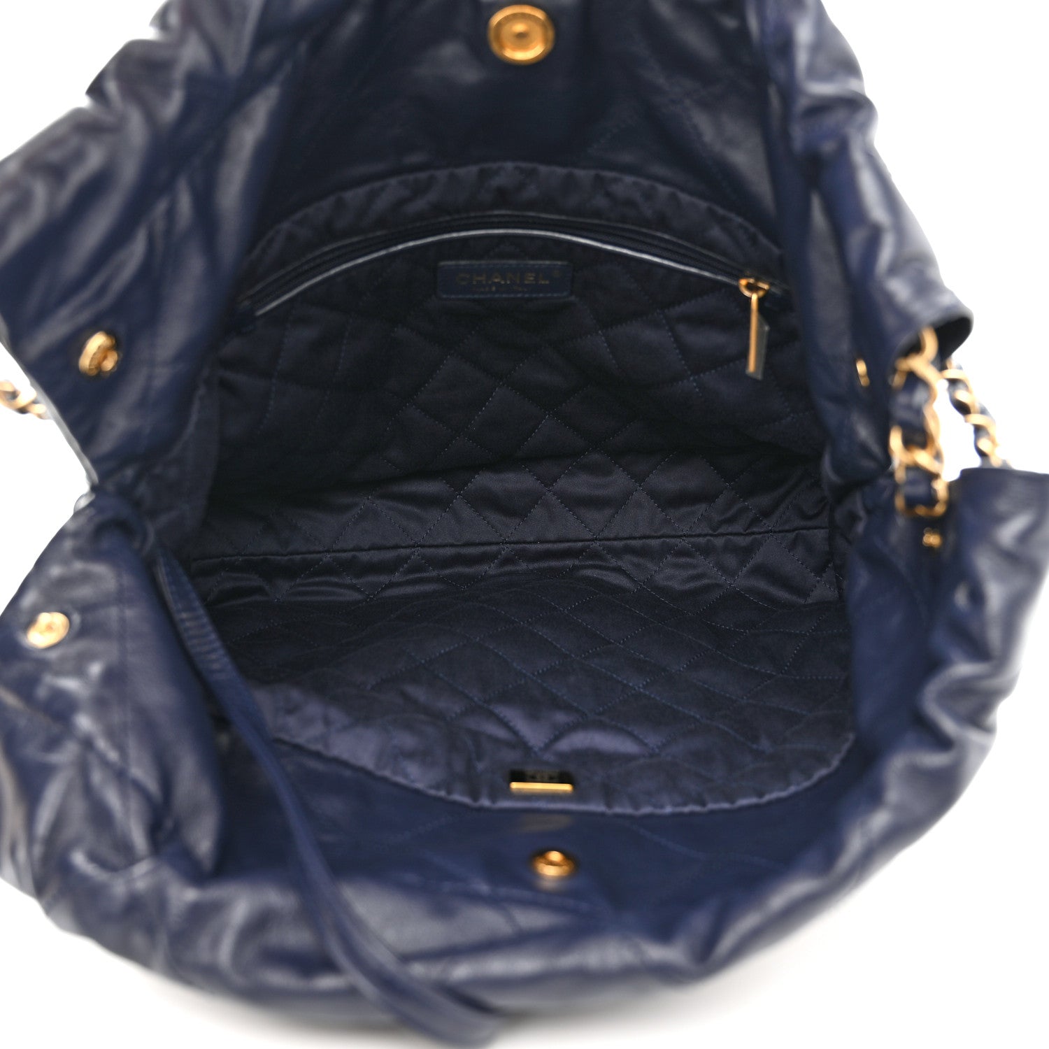 Chanel Shiny Calfskin Quilted Small Chanel 22 Navy 6 of 10