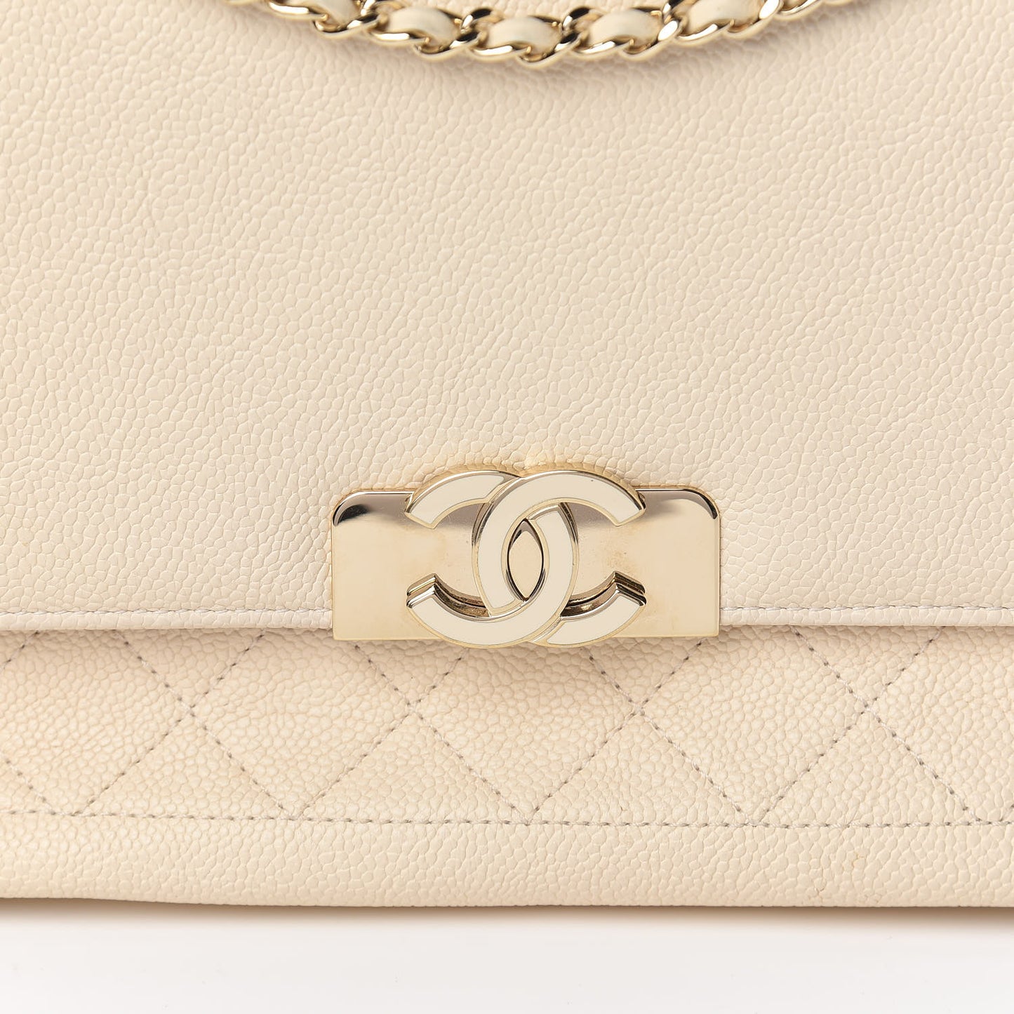 Caviar Quilted Small Flap Ivory