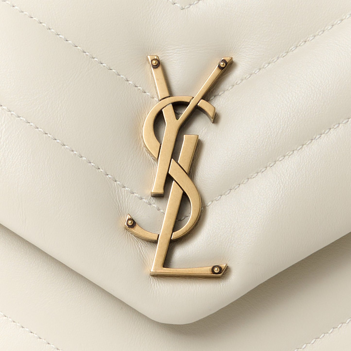 Calfskin Y Quilted Monogram Small Loulou Chain Satchel Crema Soft