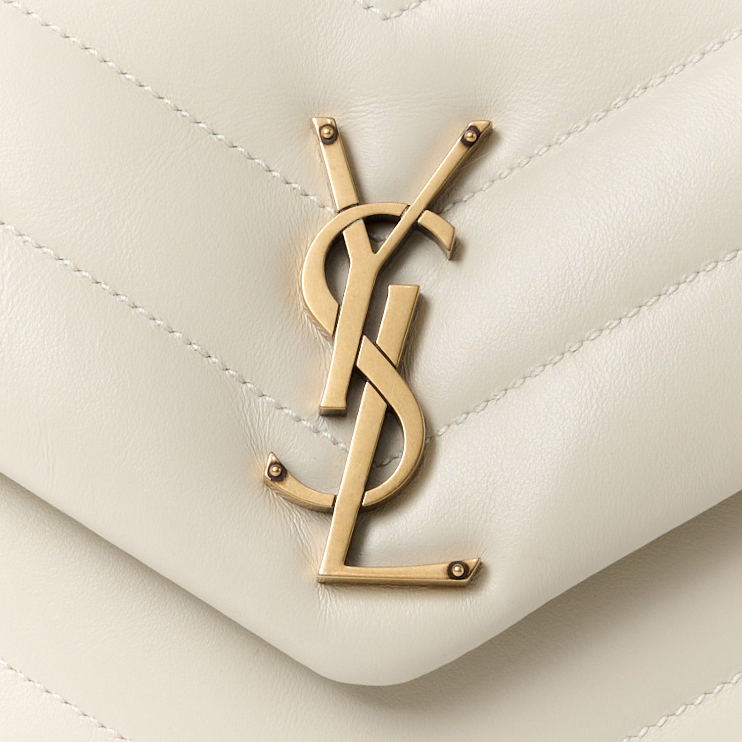 Saint Laurent Calfskin Y Quilted Monogram Small Loulou Chain Satchel Crema Soft 9 of 11