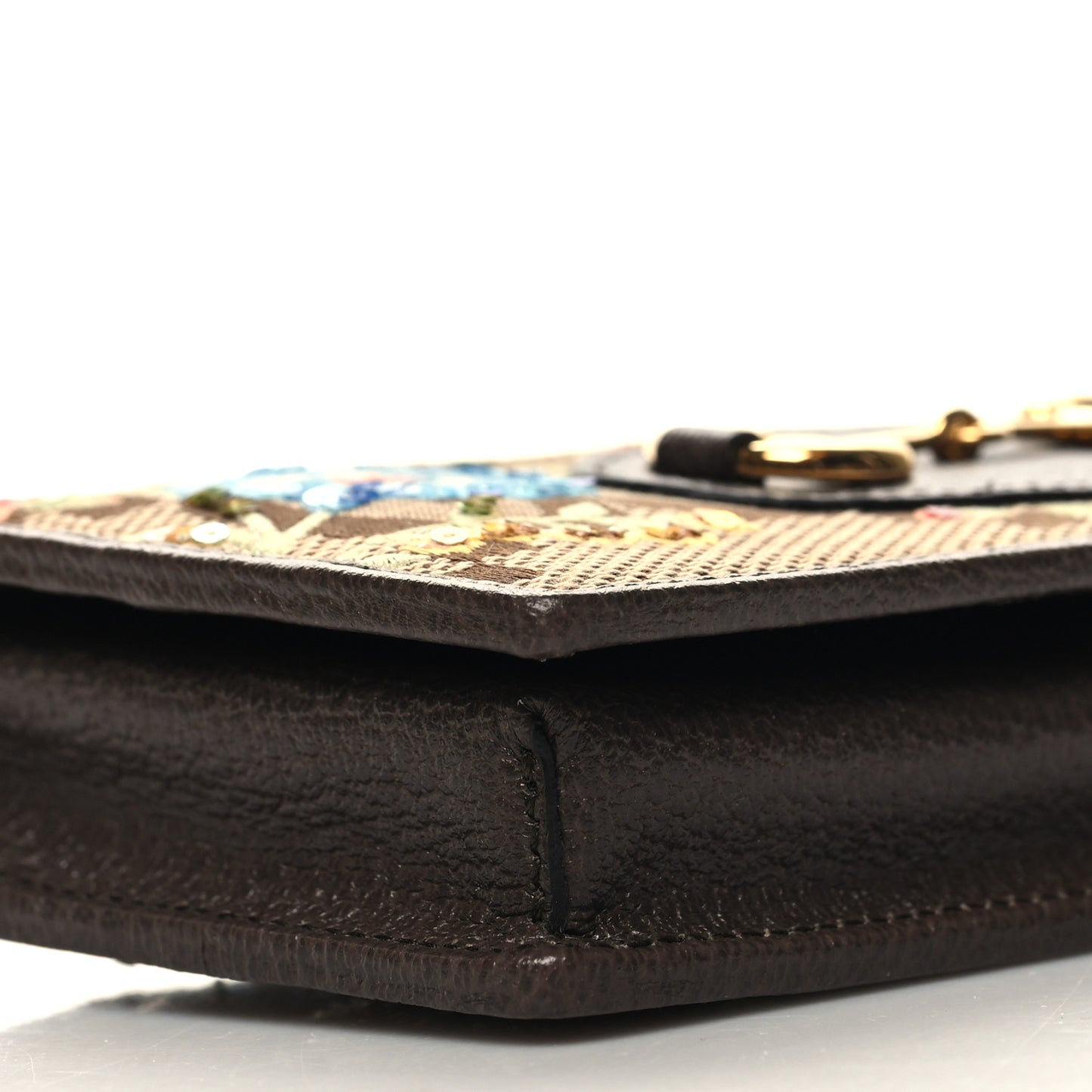 Monogram Jumbo GG Textured Dollar Calfskin Embroidered Horsebit 1955 Wallet On Chain Camel Ebony New Acero Multicolor