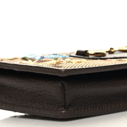 Gucci Monogram Jumbo GG Textured Dollar Calfskin Embroidered Horsebit 1955 Wallet On Chain Camel Ebony New Acero Multicolor 9 of 11