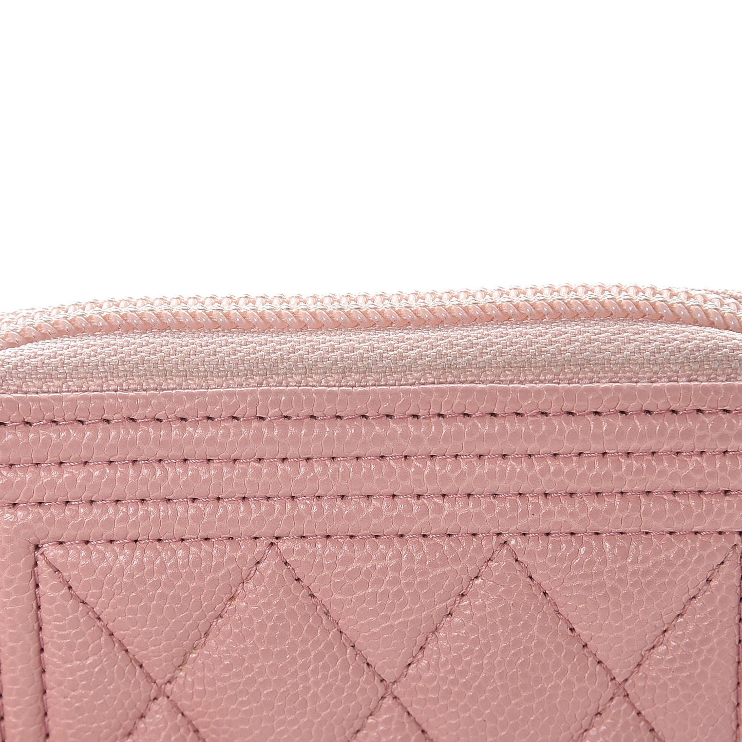 Caviar Quilted Boy Zip Around Coin Purse Wallet Light Pink