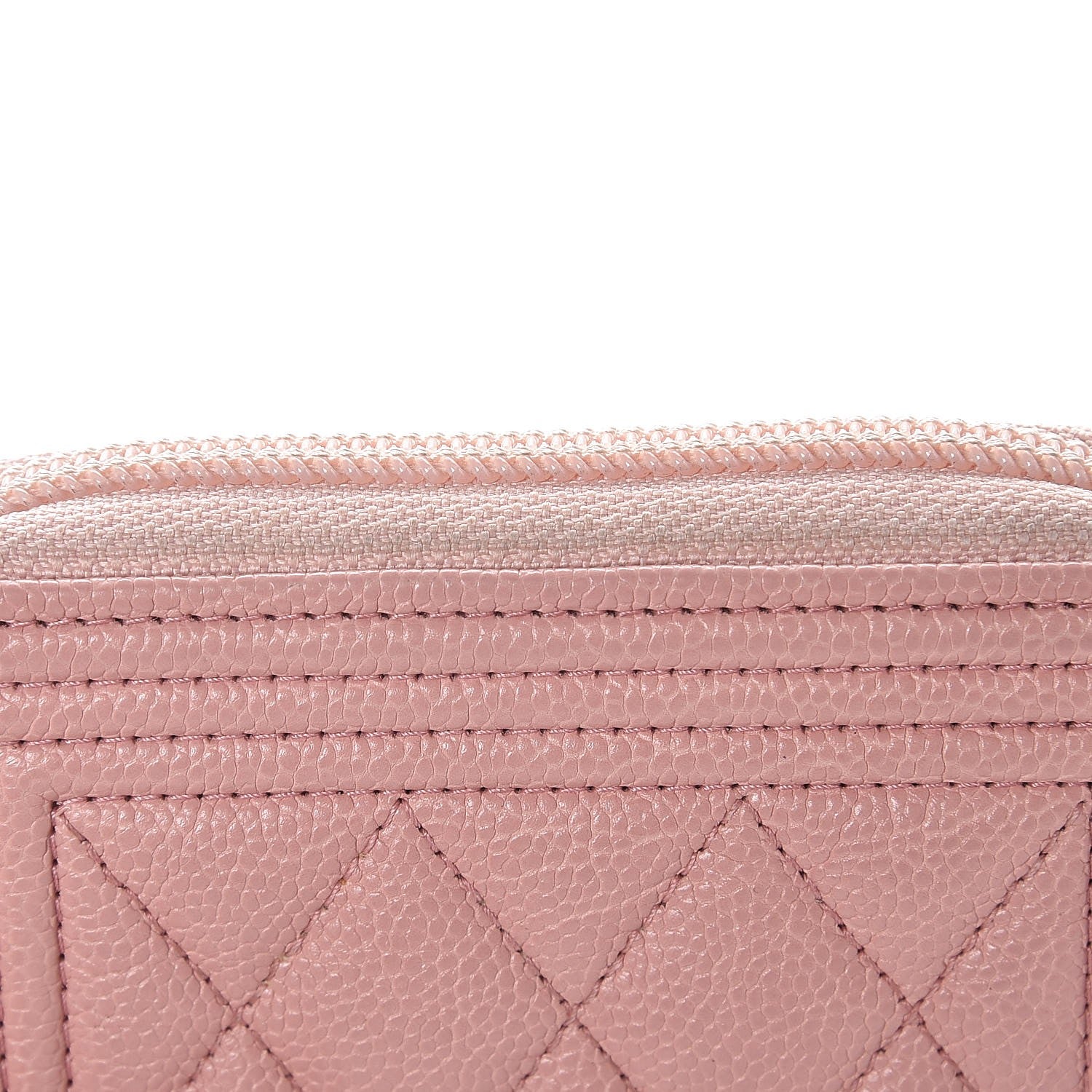 Chanel Caviar Quilted Boy Zip Around Coin Purse Wallet Light Pink 11 of 12