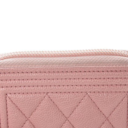 Chanel Caviar Quilted Boy Zip Around Coin Purse Wallet Light Pink 11 of 12