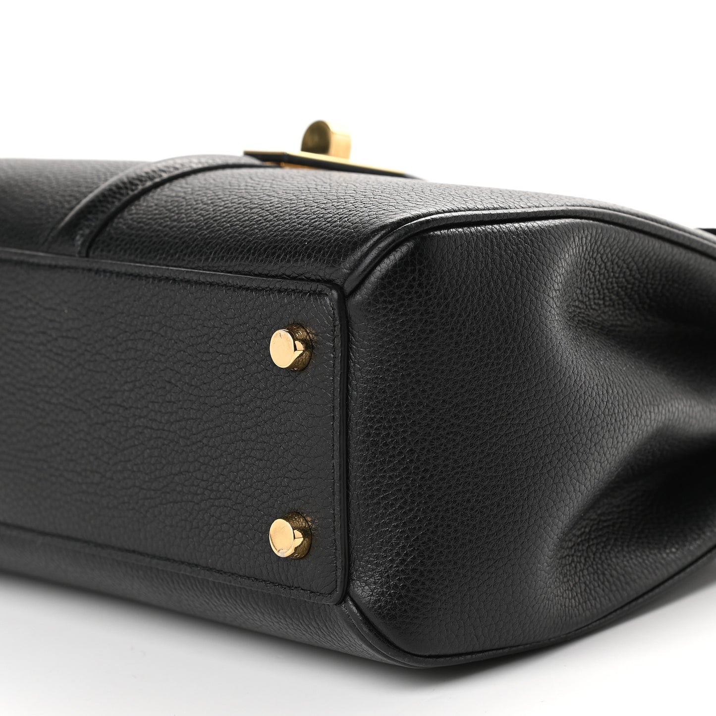Grained Calfskin Small 16 Top Handle Bag Black
