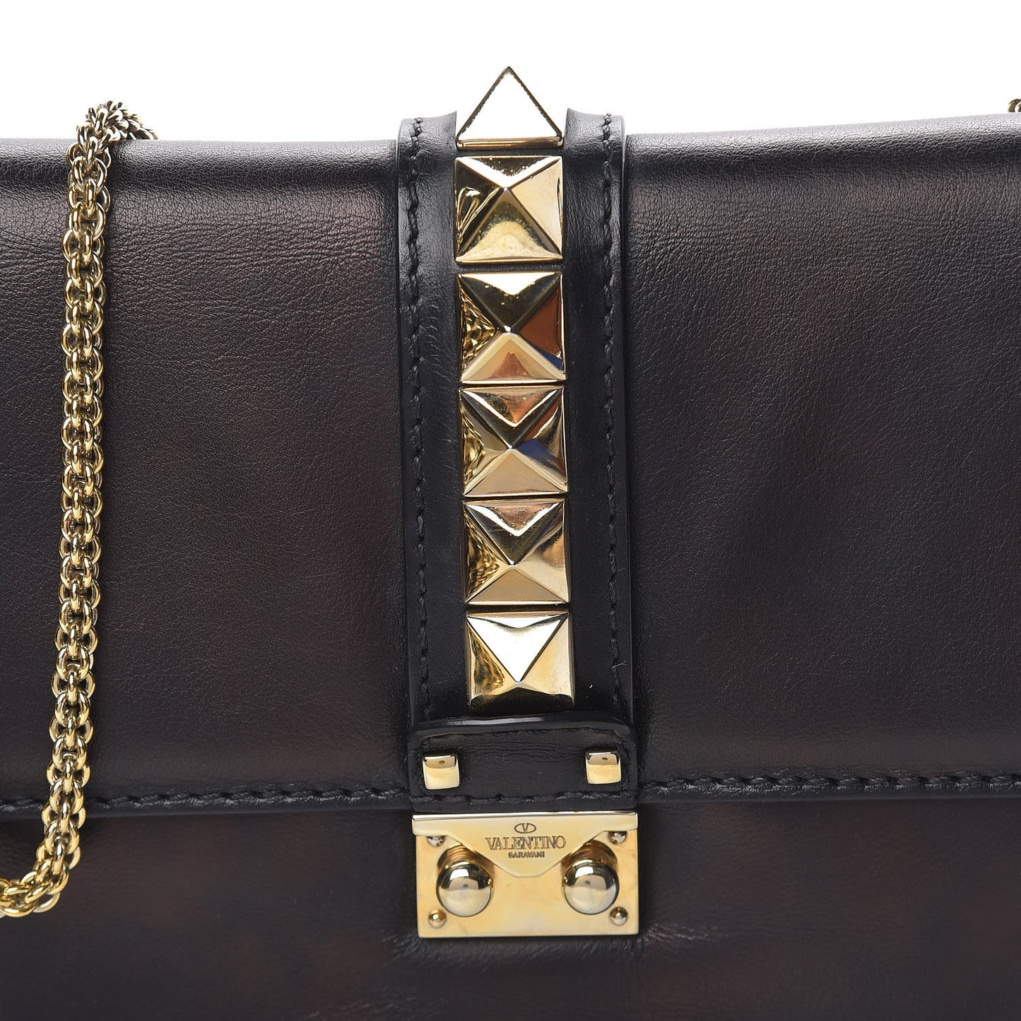 Vitello Medium Glam Lock Rockstud Flap Black