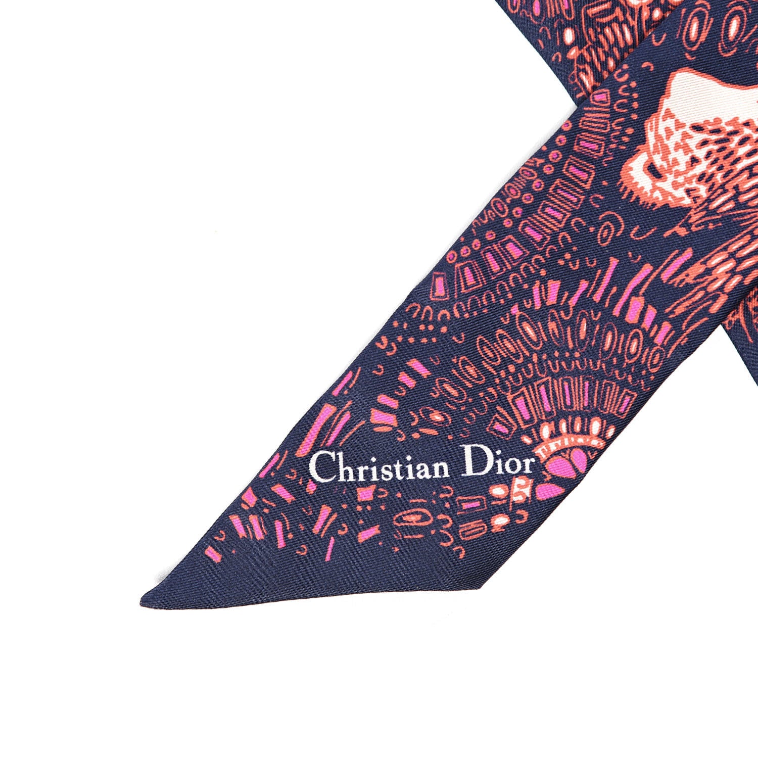 Christian Dior Silk Animals Lion Mitzah Scarf Pink 5 of 5