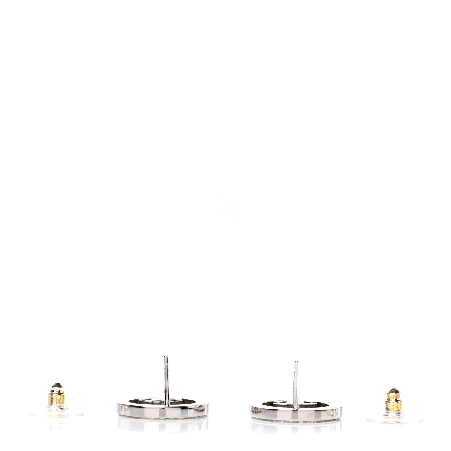 Crystal CC Round Earrings Silver