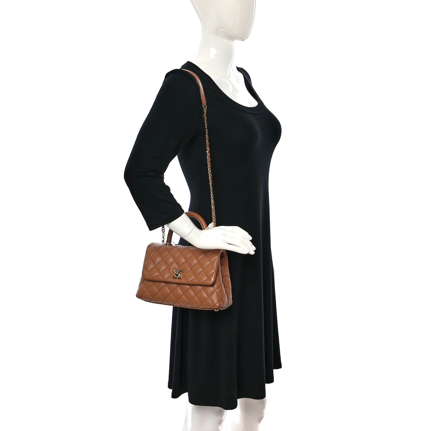 Chanel Caviar Quilted Mini Coco Handle Flap Beige 2 of 9