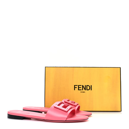 Fendi Vitello Cuoio Baguette Flat Slide Sandals 40 Pink Dalia 10 of 10