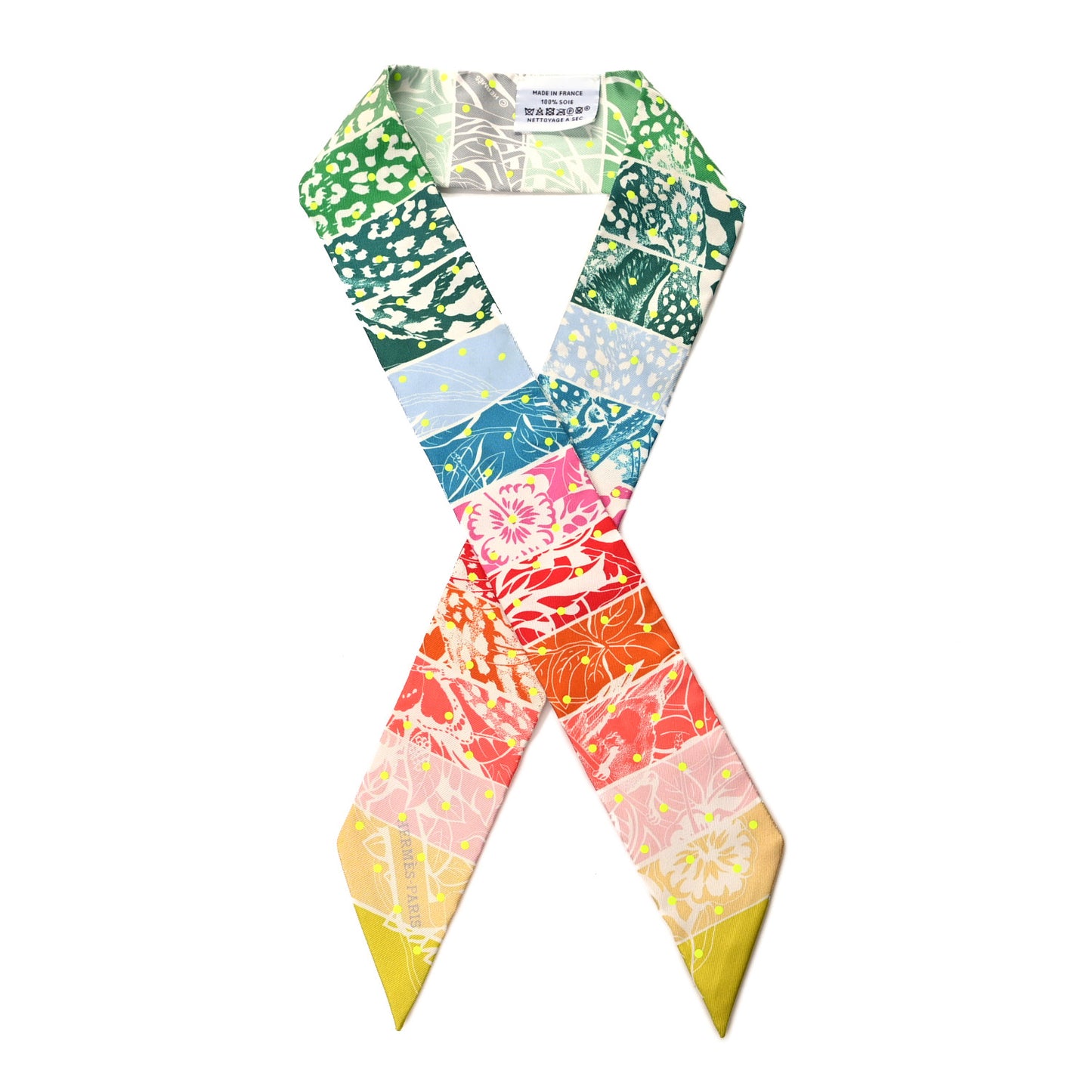 Silk Jungle Love Rainbow Twilly Vert Rose Jaune Fluo