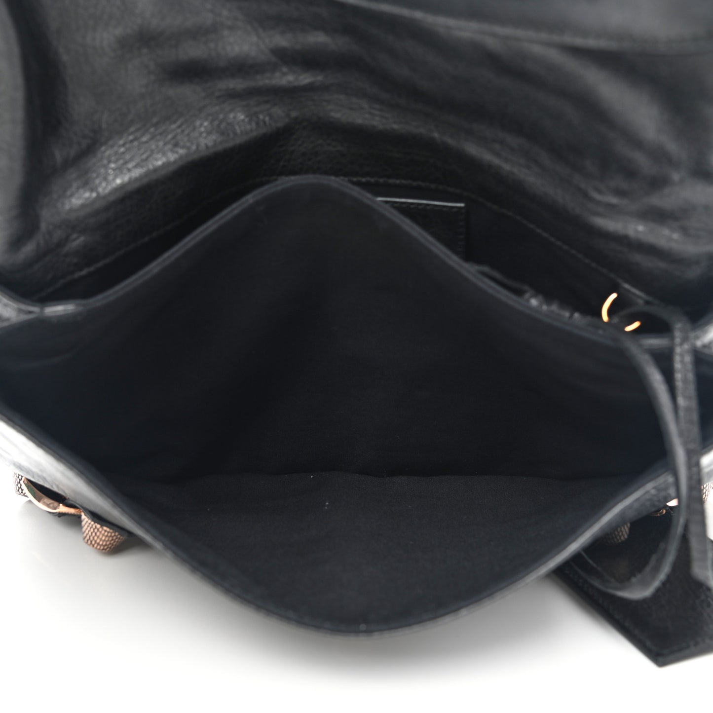 Agneau Giant 21 Rose Gold Hardware Envelope Clutch Black