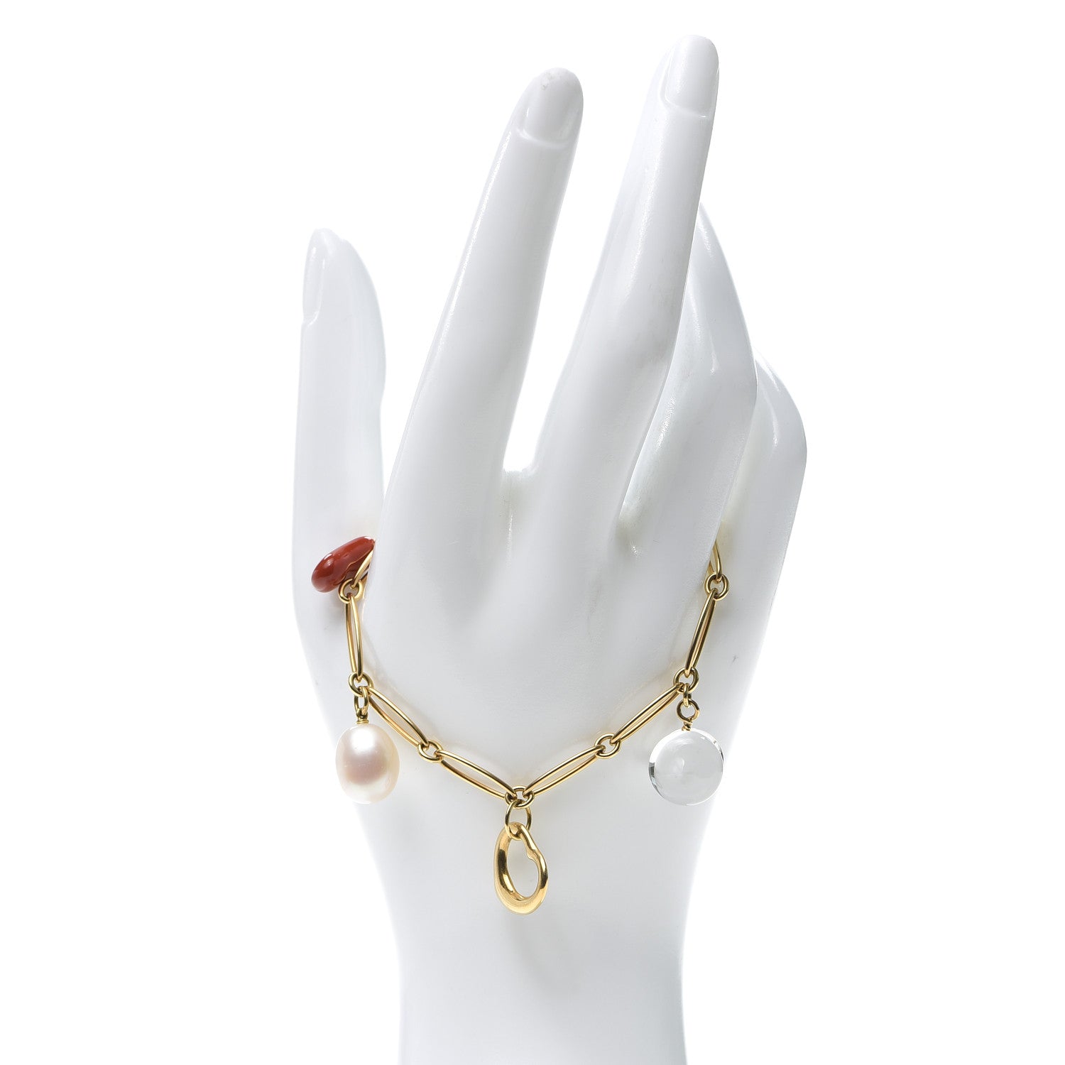 Tiffany 18K Yellow Gold Elsa Peretti Five Stone Charm Bracelet 2 of 5