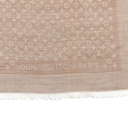 Louis Vuitton Silk Wool Petit Louis Monogram Shawl Beige 2 of 3