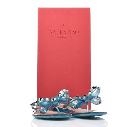 Valentino Garavani PVC Jelly Glitter Rockstud Bow Thong Sandals 37 Cerulean 8 of 8