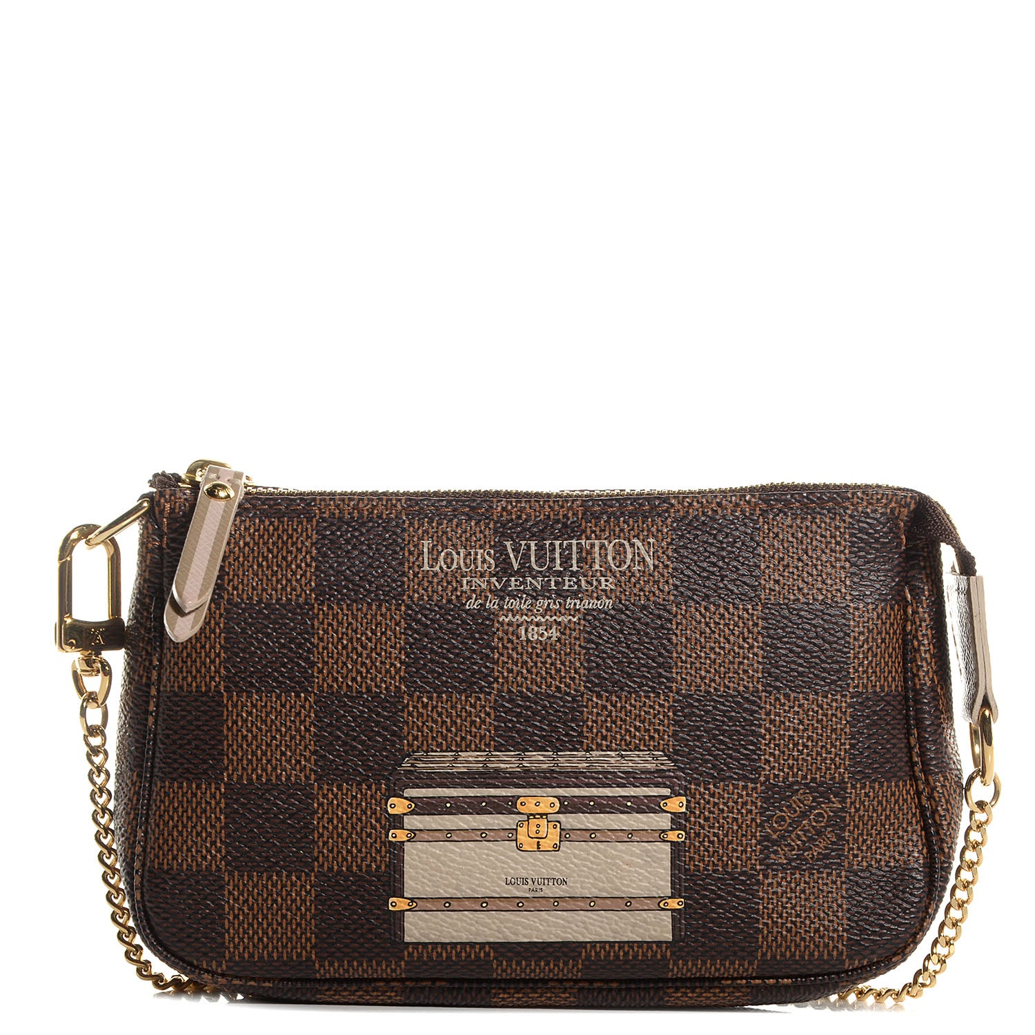 Louis Vuitton Damier Ebene Trunks and Locks Mini Pochette Accessories 1 of 7