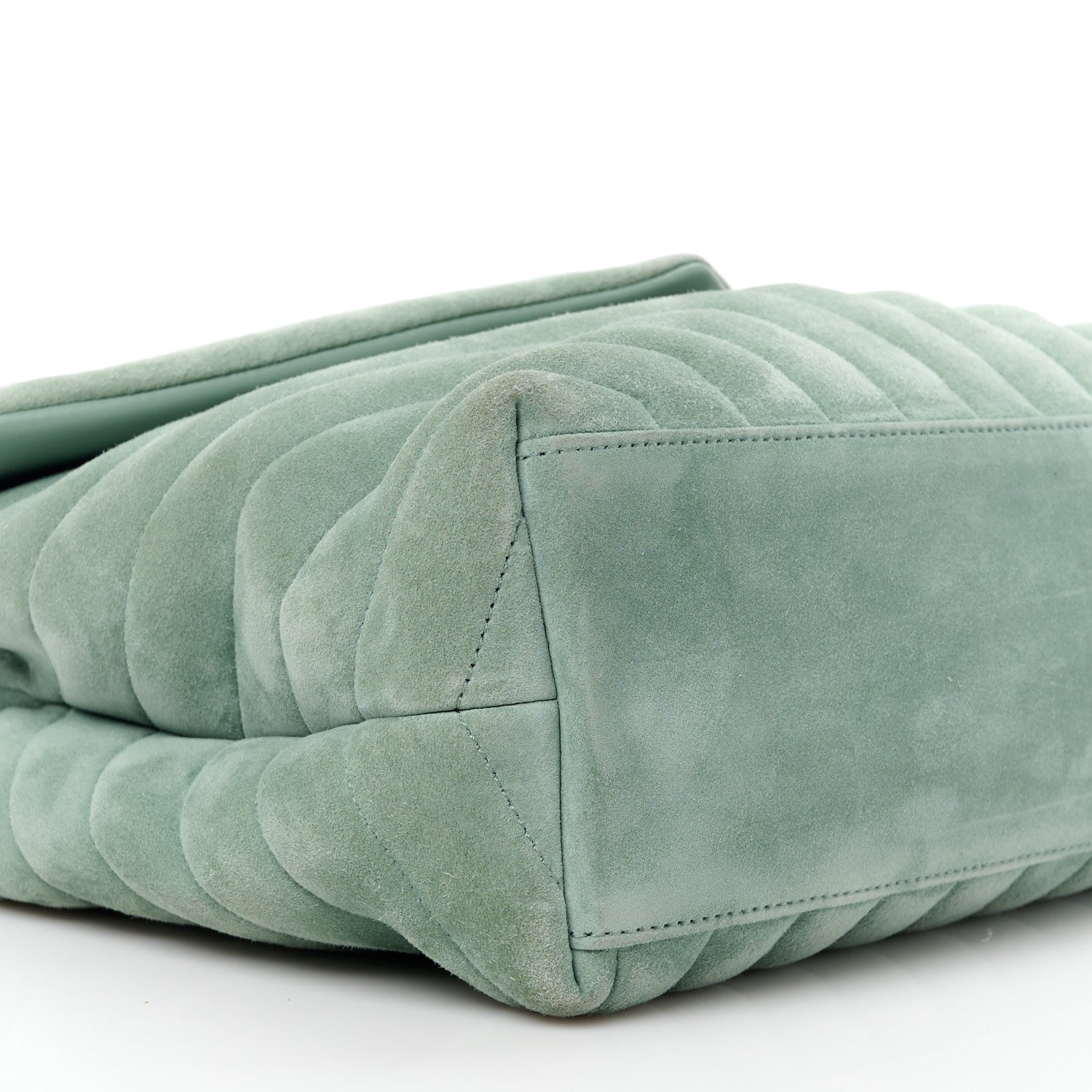 Saint Laurent Suede Y Quilted Monogram Medium Loulou Chain Satchel Vert Opaline 11 of 16