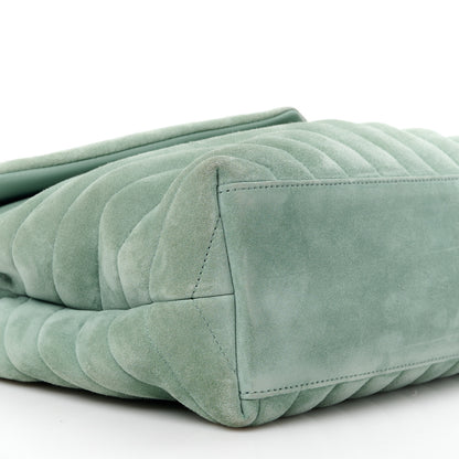 Saint Laurent Suede Y Quilted Monogram Medium Loulou Chain Satchel Vert Opaline 11 of 16