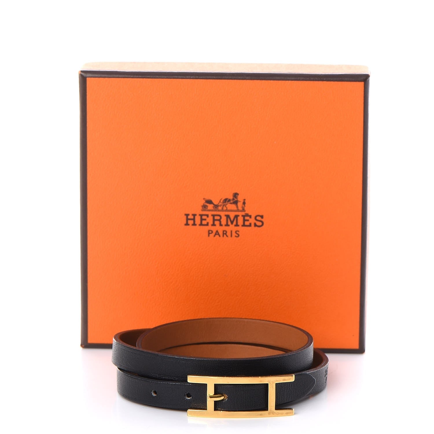 Hermes Chamonix Hapi 3 MM Triple Tour Wrap Bracelet M Black 8 of 8