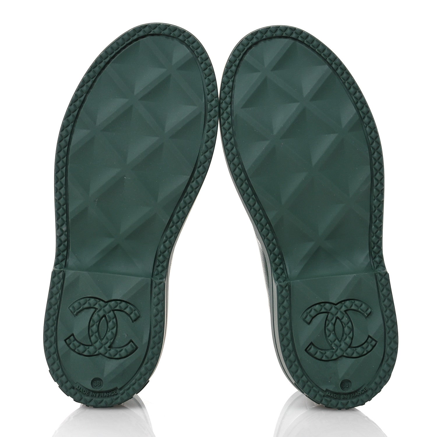 Chanel Rubber CC Short Rain Boots 38 Dark Green 6 of 8