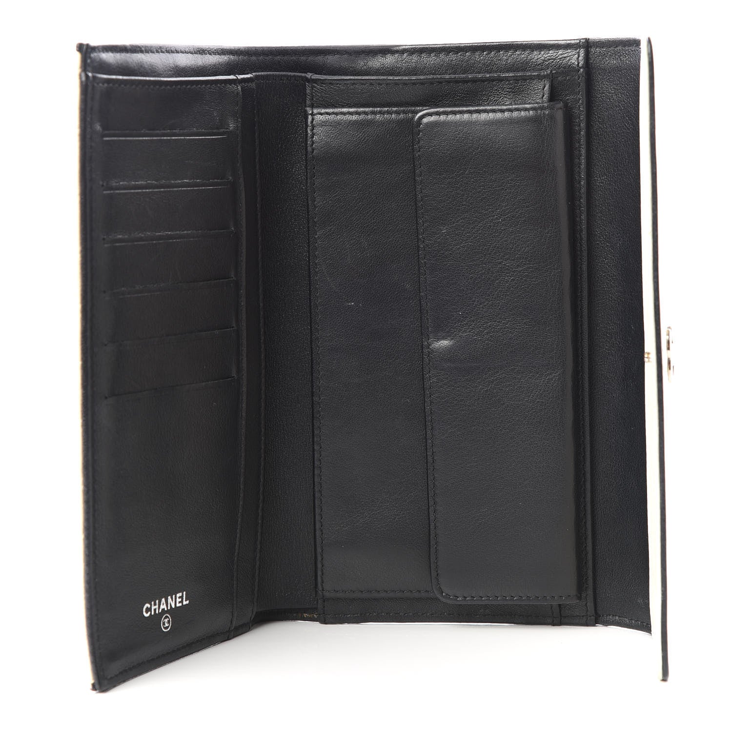 Chanel Calfskin Diamond Embossed Long Flap Wallet White 4 of 9