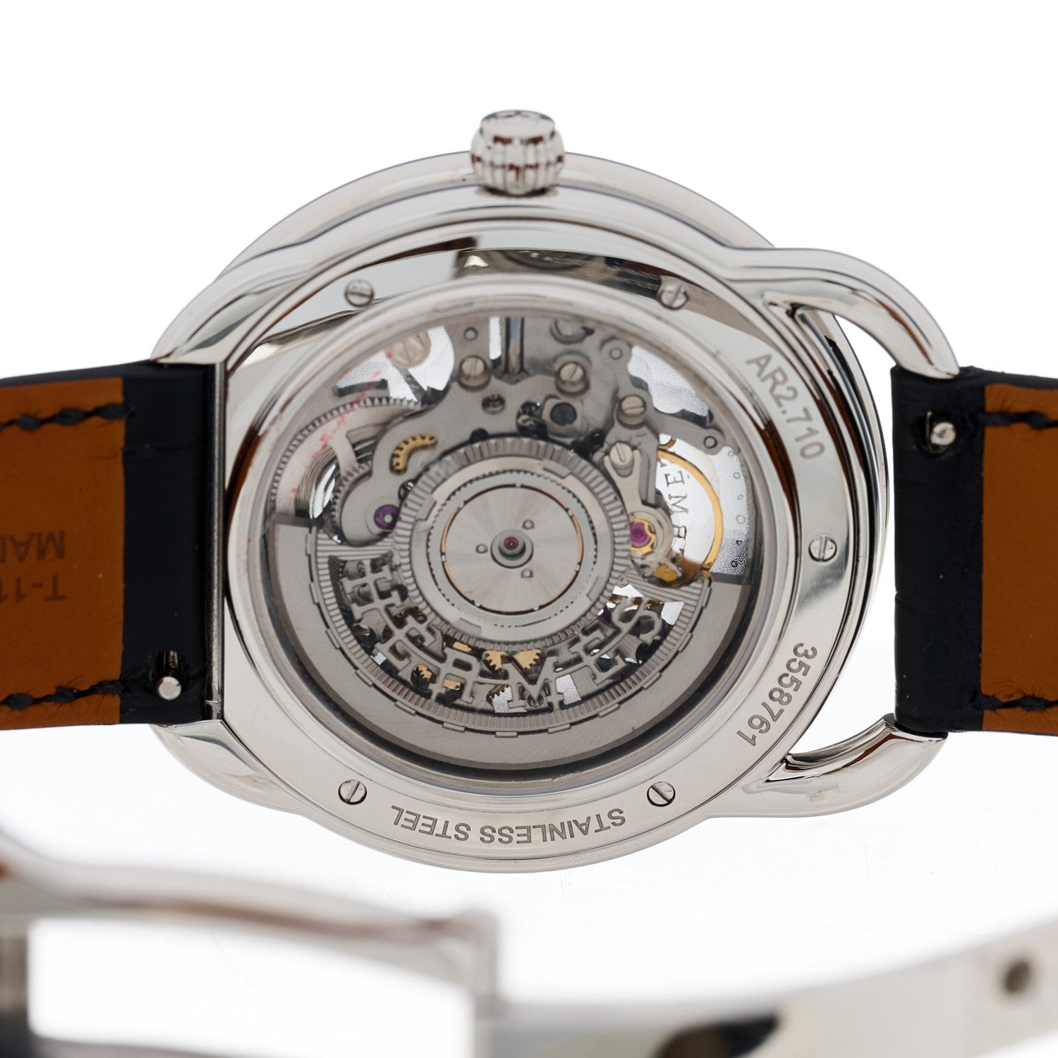 Hermes Stainless Steel Alligator 40mm Arceau Squelette Automatic Watch Noir 4 of 5