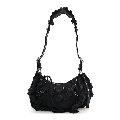 Balenciaga Ruffled Jersey Le Cagole Shoulder Bag XS Black 1 of 11