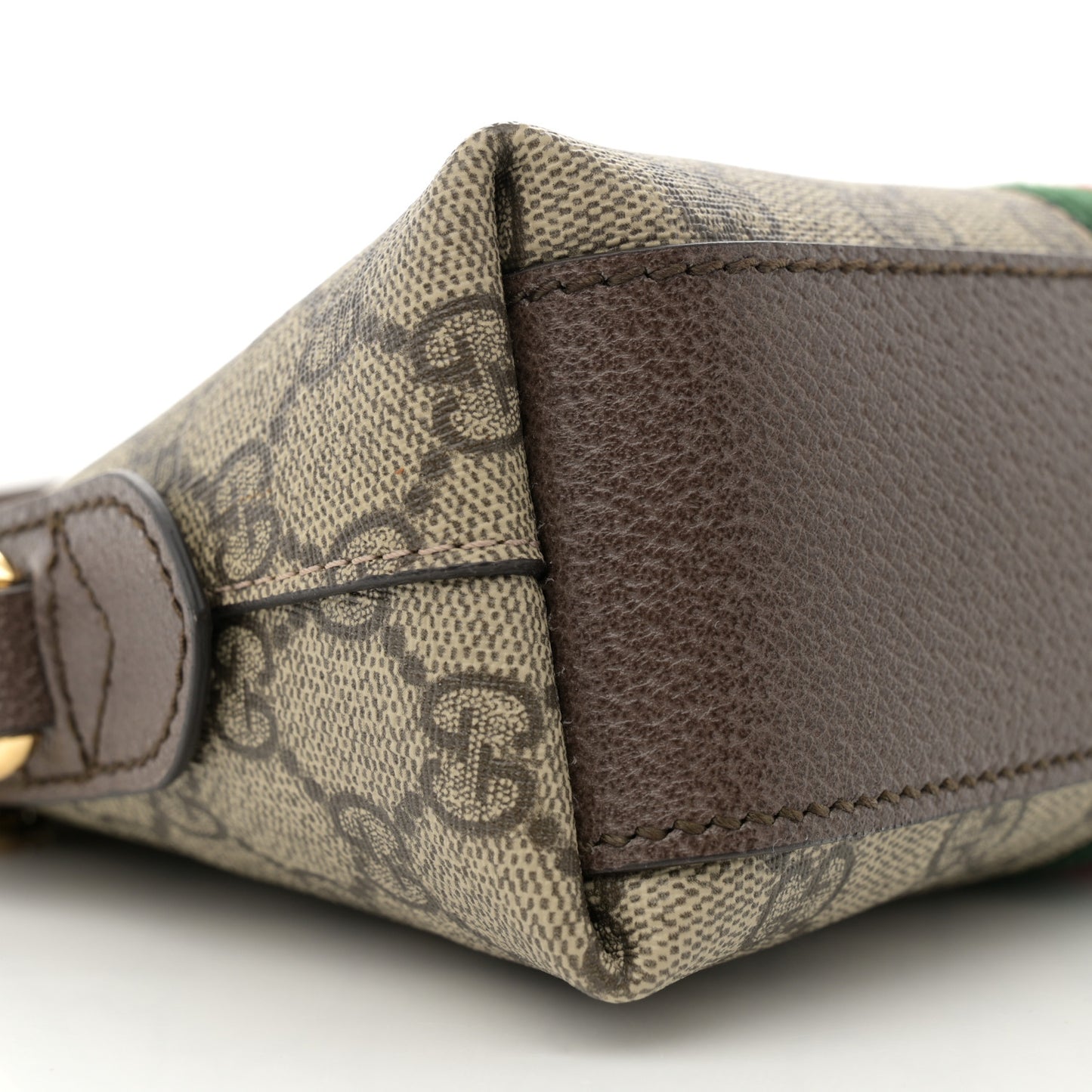 GG Supreme Monogram Textured Dollar Calfskin Web Small Ophidia Dome Shoulder Bag Beige Ebony New Acero