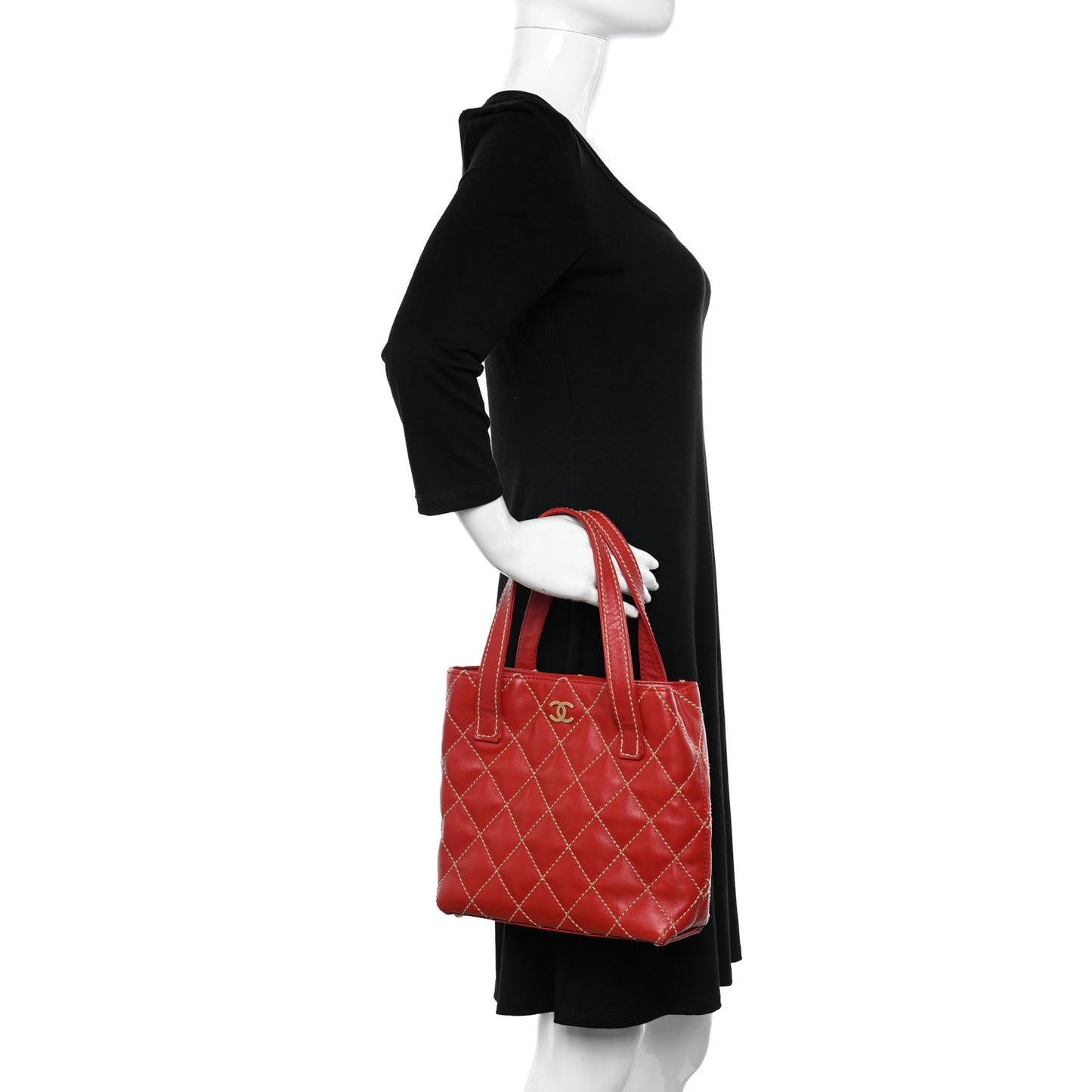 Calfskin Wild Stitch Tote Red