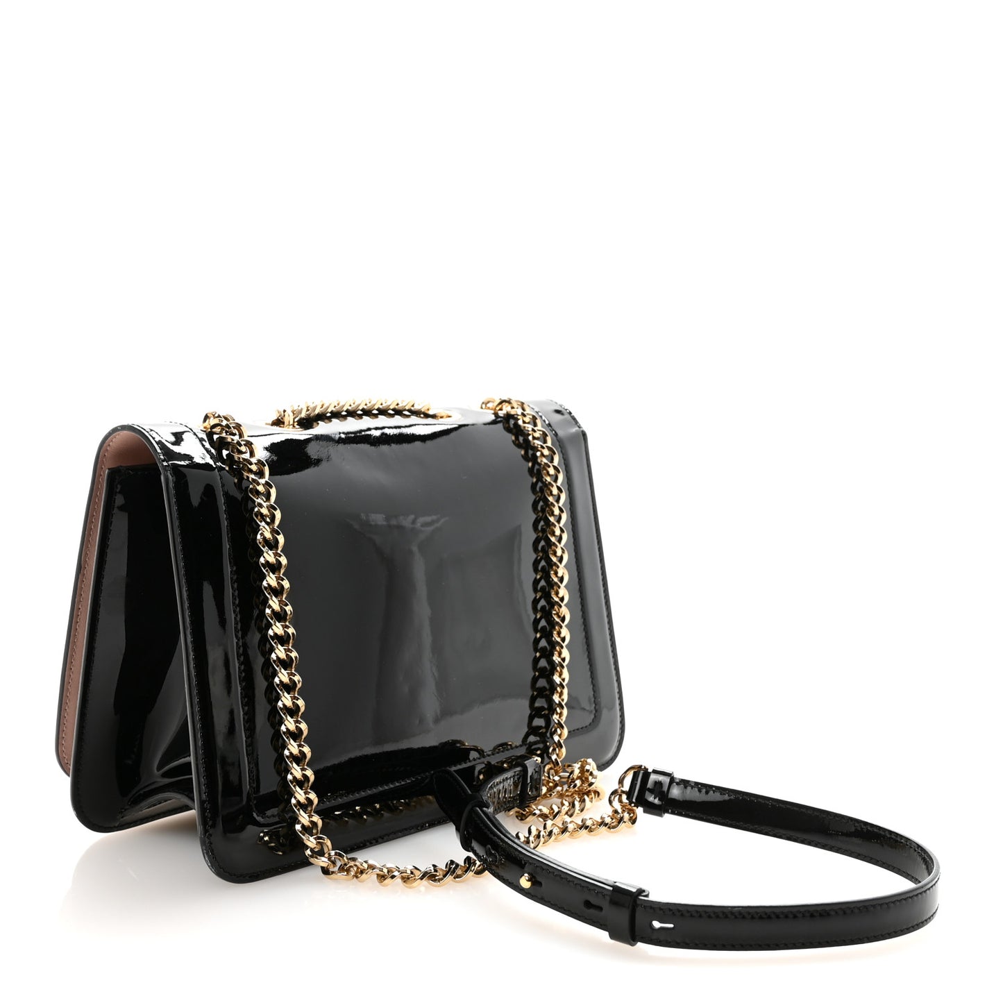Patent  Vara Bow Shoulder Bag Black