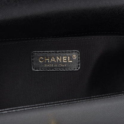 Chanel Caviar Chevron Quilted Medium Boy Flap Black 6 of 9