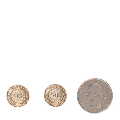 Chanel Crystal CC Round Earrings Gold 2 of 4