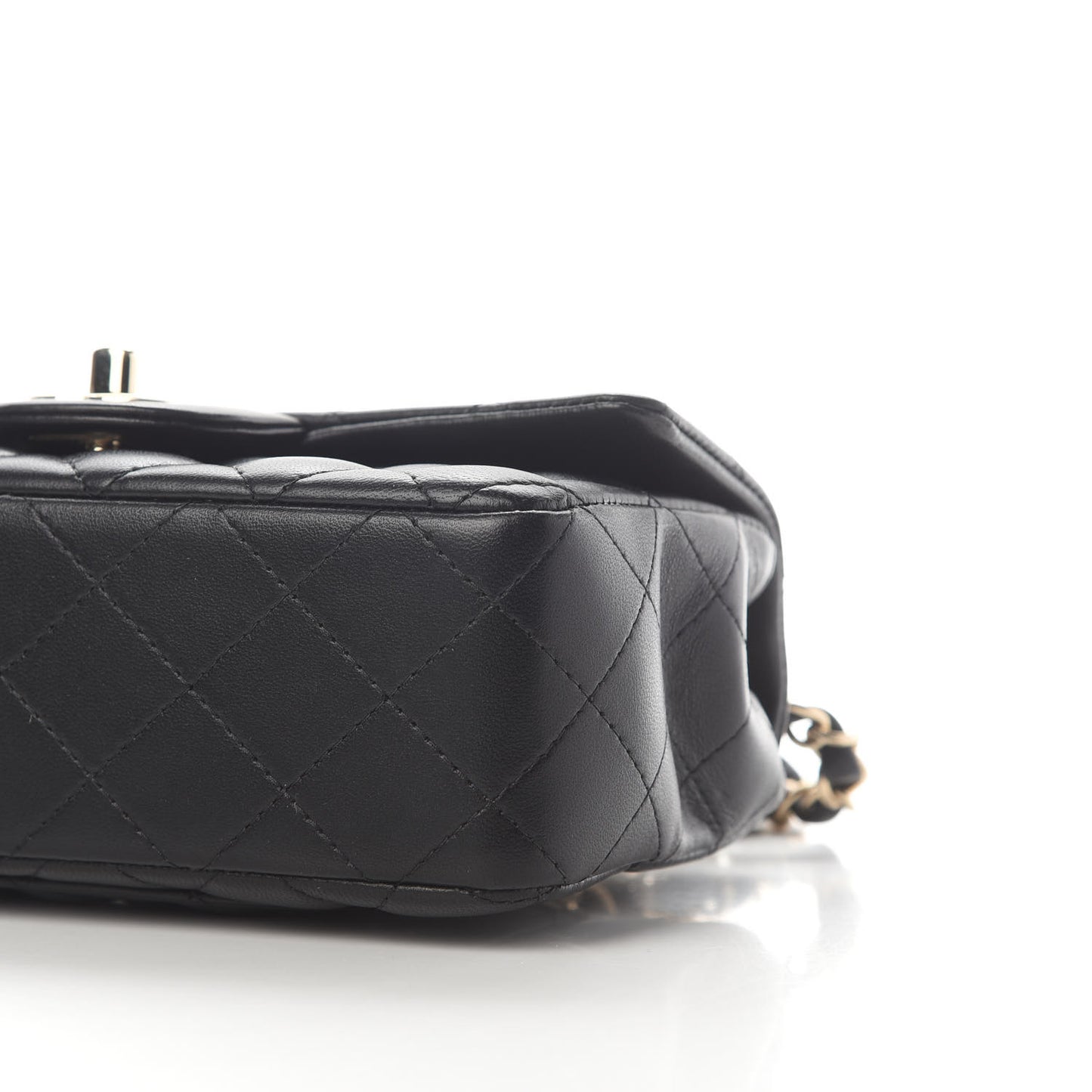 Lambskin Quilted Mini Rectangular Flap Black