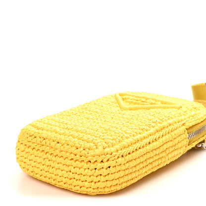 Prada Yarn Raffia Effect Crochet Mini Crossbody Bag Giallo 9 of 10